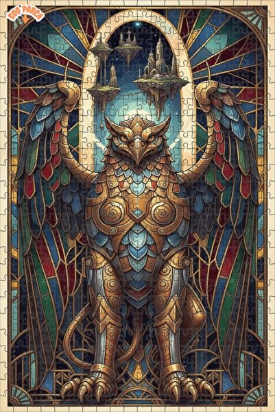 Teona Ahşap لغز خشبي رائع بإطار مزدوج الطبقات من غريفون مدرع بالذهب 500 قطعة ...