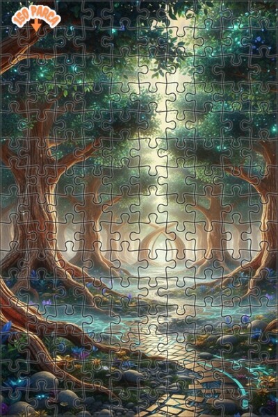 Teona Ahşap باب الغابة الغامضة بمظهر اللوحات الزيتية 150 قطعة 20×30