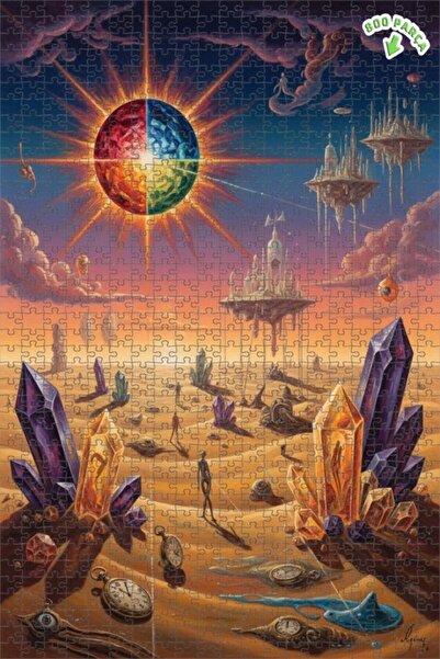 Teona Ahşap لغز خشبي بمظهر لوحة زيتية يصور الكوكب الغامض ورقصة الكريستالات ال...