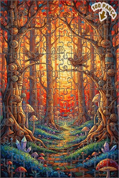 Teona Ahşap لغز خشبي بإطار مزدوج الطبقات من ماجيك فورست بيردز 100 قطعة 25x25