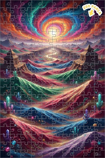 Teona Ahşap Mysterious Galaxy Oasis Double Layer Framed Wooden Puzzle 200 Pie...