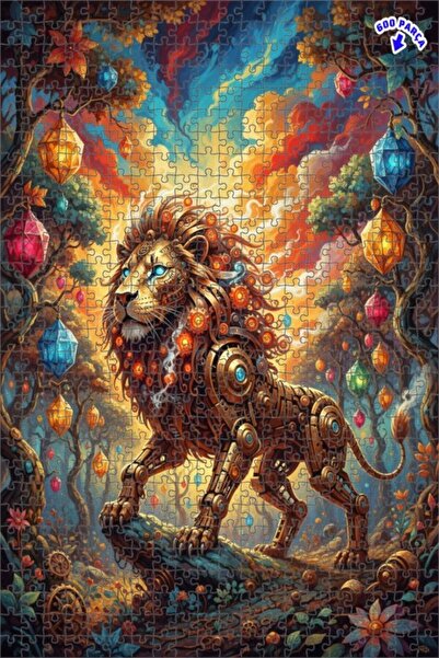 Teona Ahşap 600 قطعة بمظهر الفوانيس السحرية في غابة الأسد الميكانيكية 50x35