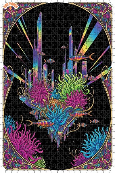 Teona Ahşap لغز خشبي بإطار مزدوج الطبقات بتصميم أسماك المدينة الكريستالية الم...