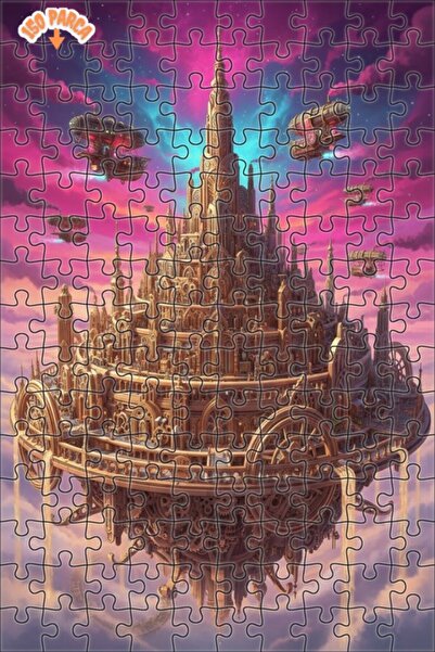 Teona Ahşap Sky City Steampunk Wooden Puzzle 150 Pieces 20X30