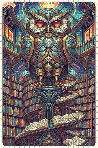 Teona Ahşap Mystical Wisdom Owl Double Layer Framed Wooden Puzzle 500 Pieces ...