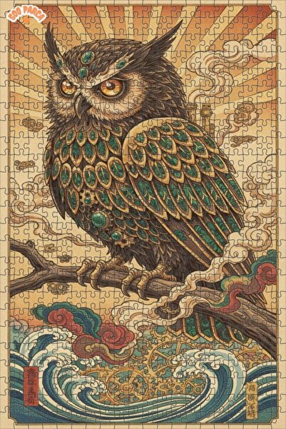 Teona Ahşap لغز خشبي بإطار مزدوج الطبقات بمظهر زيت الزيتون القوي على شكل بومة...