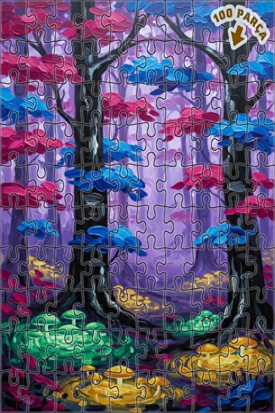 Teona Ahşap لغز خشبي بمظهر لوحة زيتية لغابة سحرية 100 قطعة 25×25