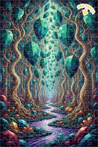 Teona Ahşap لغز خشبي مؤطر بطبقتين من الغابة الكريستالية الغامضة 200 قطعة 25x35