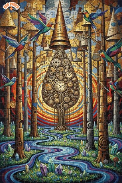 Teona Ahşap Mysterious Time Forest Oil Painting Look Art Puzzle 500 Pieces 50X30