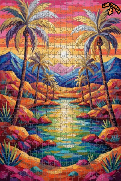 Teona Ahşap لغز خشبي مؤطر بطبقتين بتصميم مشهد فاها مع أشجار النخيل، مظهر لوحة...