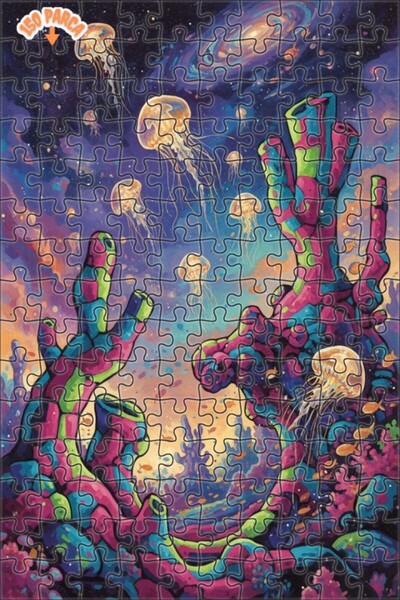 Teona Ahşap لغز خشبي مؤطر بطبقتين من فن قنديل البحر الفلكي 150 قطعة 20×30