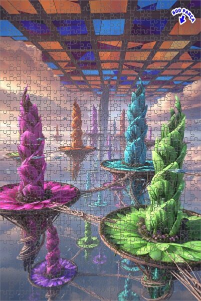 Teona Ahşap لغز خشبي بإطار مزدوج الطبقات على شكل غابة كريستالية مستقبلية 600 ...