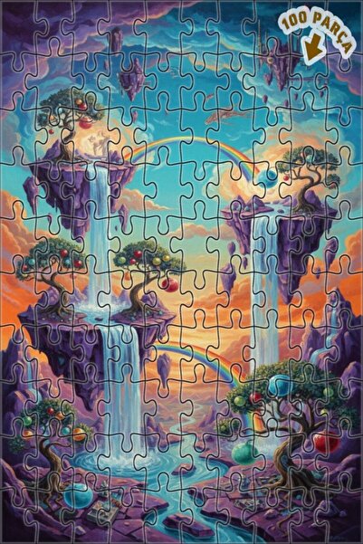 Teona Ahşap لغز فني بمظهر لوحة زيتية لشلالات السماء الخيالية 100 قطعة 25×25