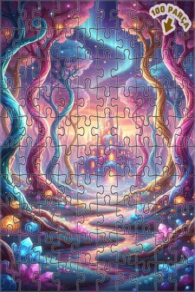 Teona Ahşap لغز خشبي مؤطر بطبقتين من مملكة الخيال القلعة السحرية 100 قطعة 25×25