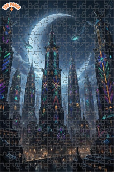 Teona Ahşap لغز خشبي بإطار ذو طابقين بمظهر لوحة زيتية لمنظر مدينة خيالية 250 ...