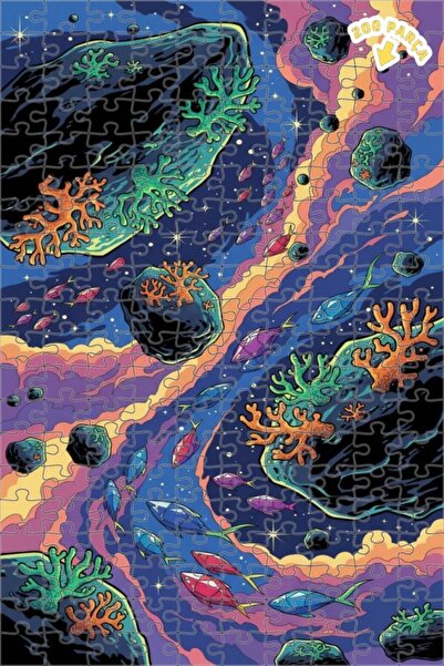 Teona Ahşap لغز خشبي بإطار ذو طابقين بمظهر لوحة زيتية لحشوة السمك الفضائية 20...