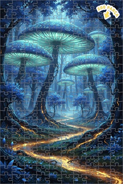 Teona Ahşap لغز خشبي مؤطر بطبقتين من غابة الفطر الغامضة 200 قطعة 25×35