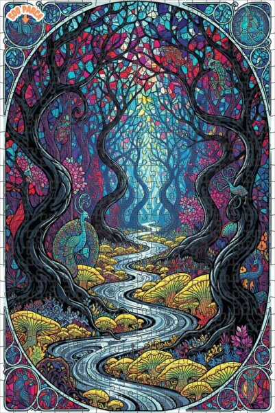 Teona Ahşap لغز خشبي مؤطر بطبقتين بتصميم فن الفسيفساء لجسر الغابة الغامضة 500...