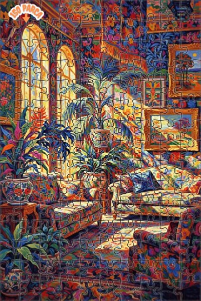 Teona Ahşap Energetic Colors of Bohemian Salon Art Double Layer Framed Wooden...