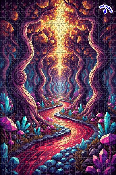 Teona Ahşap لغز خشبي مؤطر بطبقتين من مسار الغابة الكريستالية السحرية 600 قطعة...