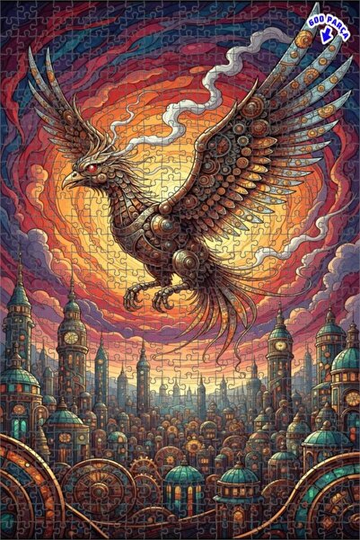 Teona Ahşap لغز خشبي ميكانيكي على شكل طائر الفينيق بتصميم مدينة ستيمبانك مع إ...