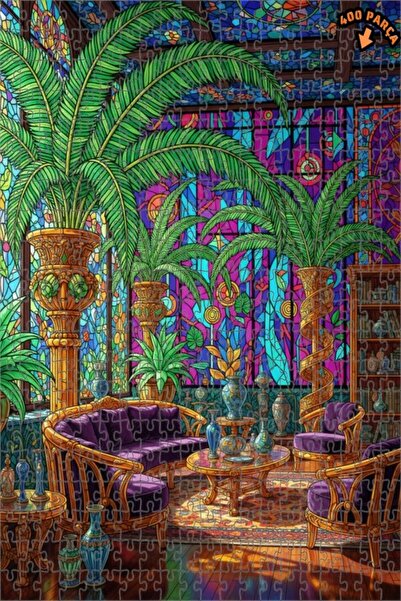 Teona Ahşap لغز خشبي بإطار من الأوراق النباتية أزرق بلون الكوبالت قطعة 35x35