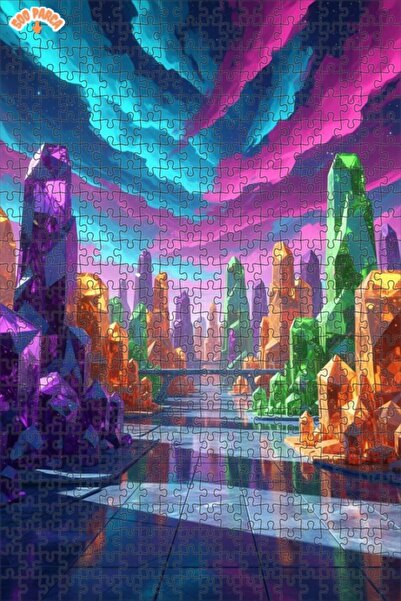 Teona Ahşap Crystal City Landscape Oil Painting Look 500 Pieces 50X30