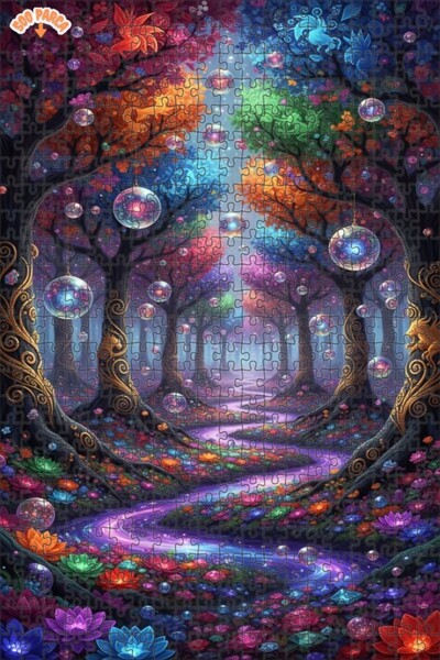 Teona Ahşap Magical Forest Inspired Watercolor Look Wooden Puzzle 500 Pieces ...