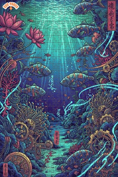 Teona Ahşap لغز خشبي بتصميم أسماك ستيمبانك تحت البحر بمظهر لوحة زيتية 500 قطع...