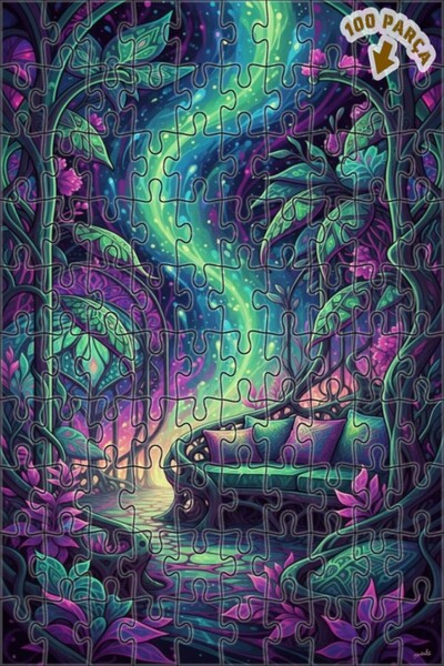 Teona Ahşap لغز خشبي على شكل غابة سحرية بمظهر الألوان المائية 100 قطعة 25x25