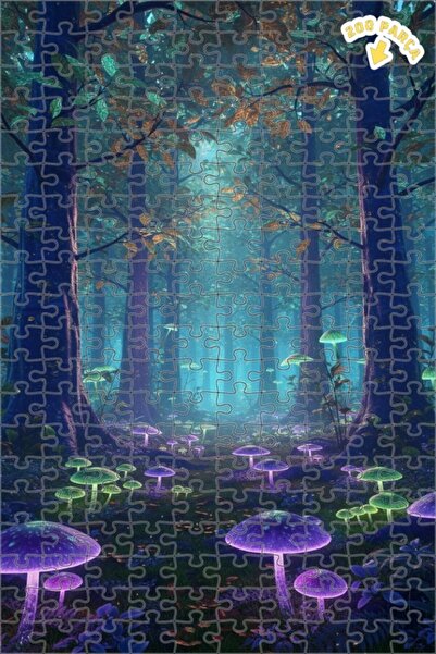 Teona Ahşap لغز خشبي مؤطر بطبقة مزدوجة مطبوع عليه فن رقمي لفطر الغابة السحرية...