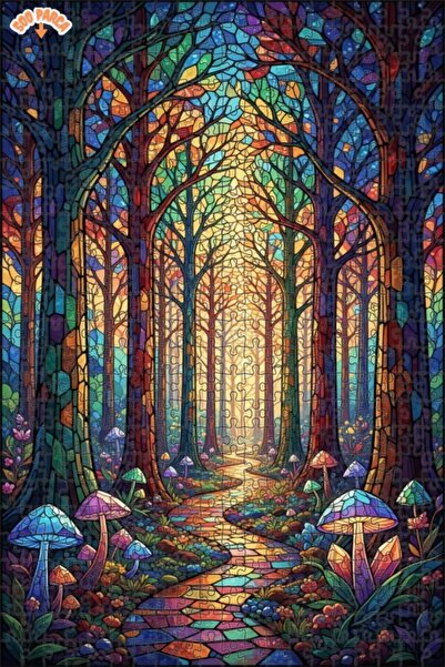 Teona Ahşap لغز خشبي مؤطر بطبقتين من فن الفسيفساء الزجاجية للغابة السحرية 500...