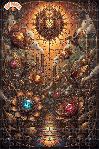 Teona Ahşap لغز خشبي فني على شكل طائر الكوليبيري بنمط شمسي ستيمبانك 150 قطعة ...