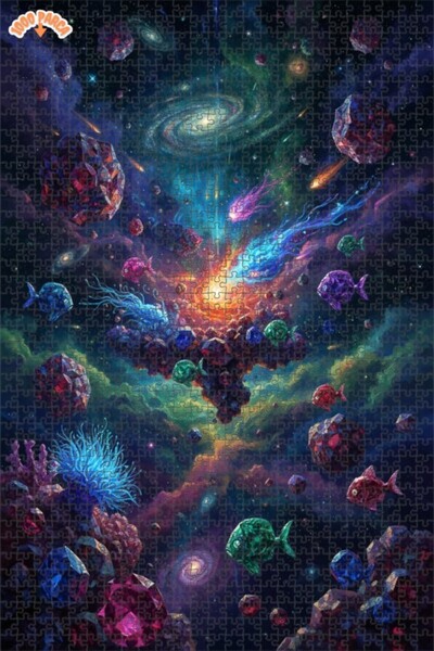 Teona Ahşap لغز خشبي بإطار مزدوج الطبقات من جالاكتيك أكواريوم 1000 قطعة 70x50