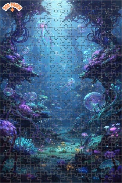 Teona Ahşap لغز خشبي مؤطر بطبقتين بمظهر لوحة زيتية لحيوانات تحت البحر السحرية...