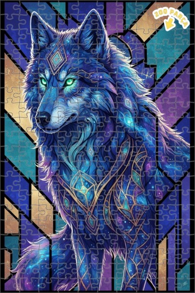 Teona Ahşap لغز خشبي بإطار مزدوج الطبقات بمظهر لوحة زيتية لـ "الذئب الكوني" 2...