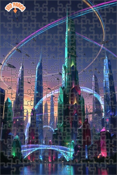 Teona Ahşap Crystal City Digital Double-Decker Framed Wooden Puzzle 150 Piece...