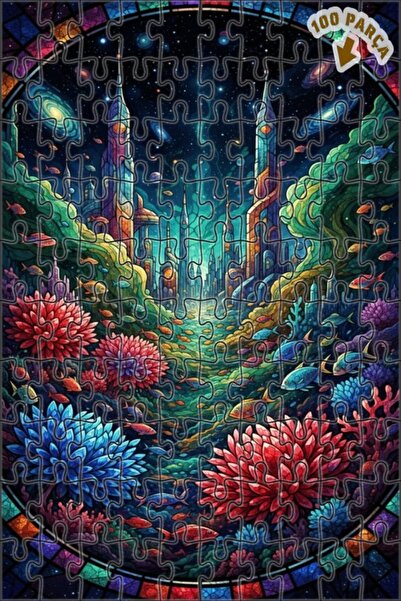 Teona Ahşap لغز خشبي بإطار مزدوج الطبقات بنمط فني من جالاكتيك أكواريوم 100 قط...