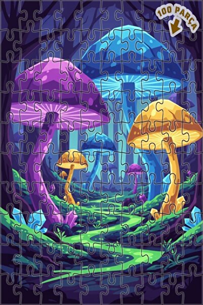 Teona Ahşap لغز خشبي مؤطر بطبقتين بمظهر الطباعة الرقمية لغابة الفطر السحرية 1...