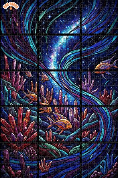 Teona Ahşap لغز خشبي بإطار مزدوج الطبقات من جالاكسي فيش كريستال آرت 500 قطعة ...