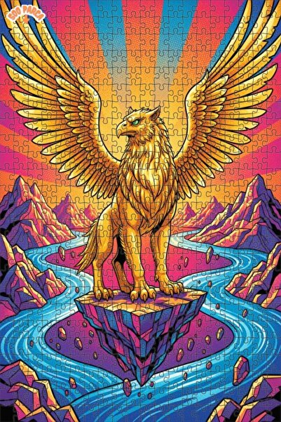 Teona Ahşap لغز خشبي بإطار مزدوج الطبقات على شكل جريفون ذهبي 500 قطعة 50x30