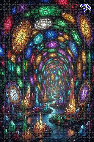 Teona Ahşap لغز خشبي بمظهر الألوان الكريستالية 600 قطعة 50×35