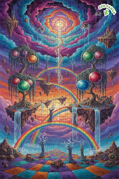 Teona Ahşap لغز خشبي مؤطر بطبقتين بمظهر لوحة زيتية لـ "أرضيات غامضة" 800 قطعة...