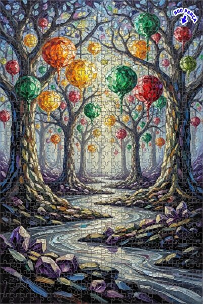 Teona Ahşap لغز خشبي بمظهر الغابة الكريستالية الغامضة بتأثير الزيت 600 قطعة 5...