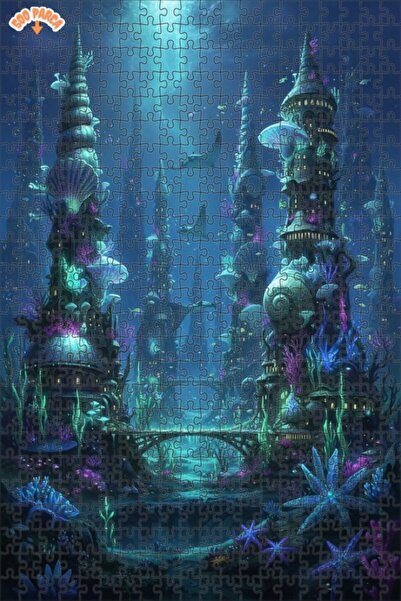 Teona Ahşap Atlantis the Lost City Oil Painting Lookalike Double Layer Framed...