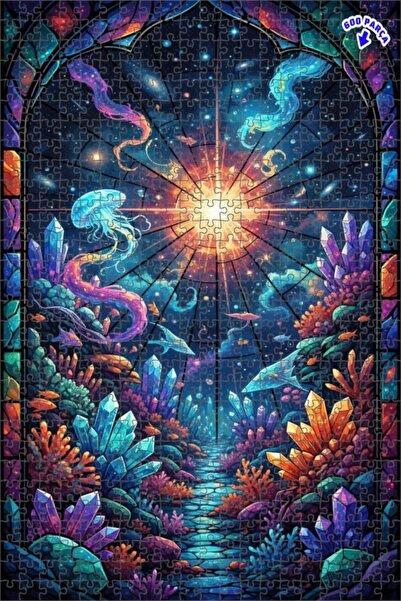 Teona Ahşap رحلة الكريستال في المحيط الكوني، فن ذو مظهر مائي، 600 قطعة، 50×35