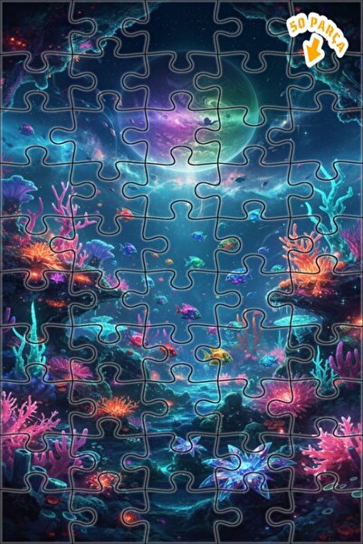 Teona Ahşap لوحة فنية لغز كوكب تحت البحر الرائع 50 قطعة 15x25