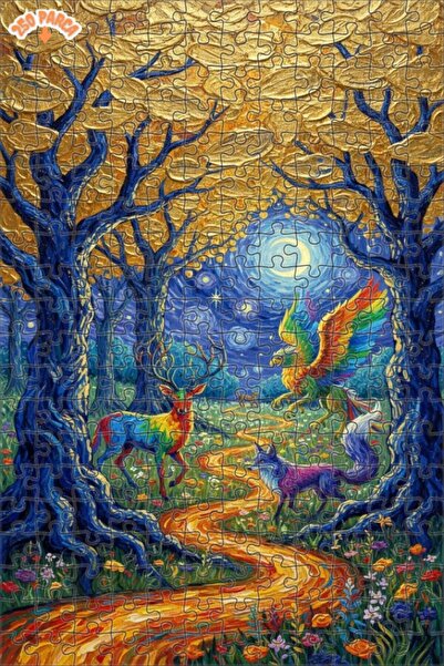 Teona Ahşap لغز خشبي مؤطر بطبقتين من ملونات الغابة السحرية 250 قطعة 30x30