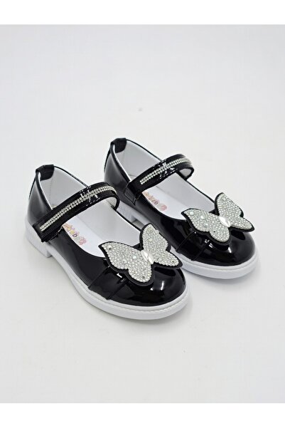 Lideral Stone Butterfly Detailed Girls' Ballerina Shoes Shiny Patent Leather ...