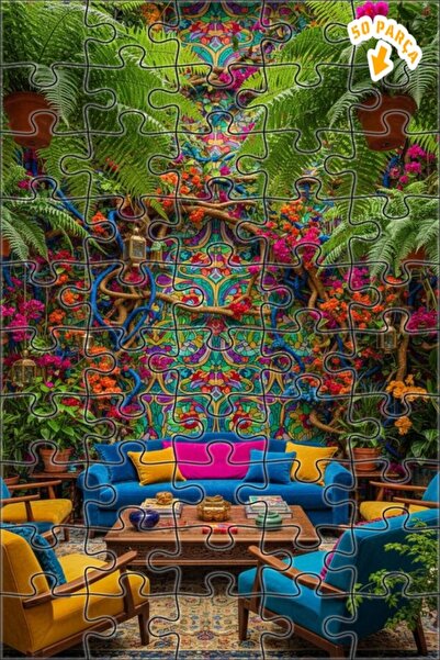 Teona Ahşap لغز خشبي مؤطر بطبقتين بنمط الحديقة السحرية 50 قطعة 15×25